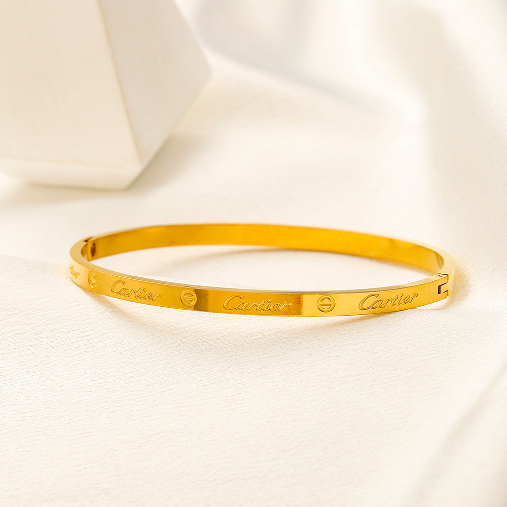 Bracelet jonc fin en acier inoxydable 304 poli et gravé