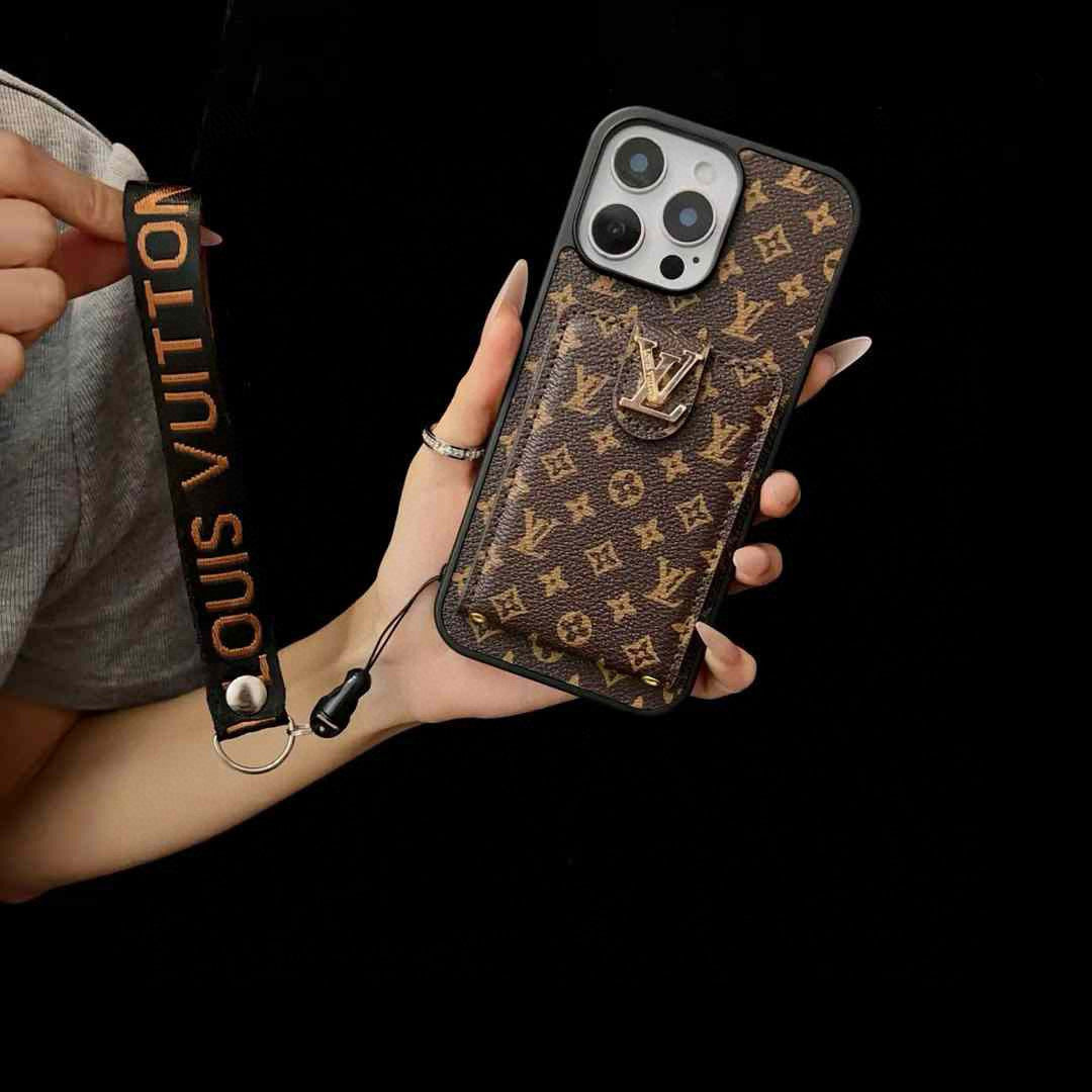 Monogram Phone Case with Strap and Card Pocket