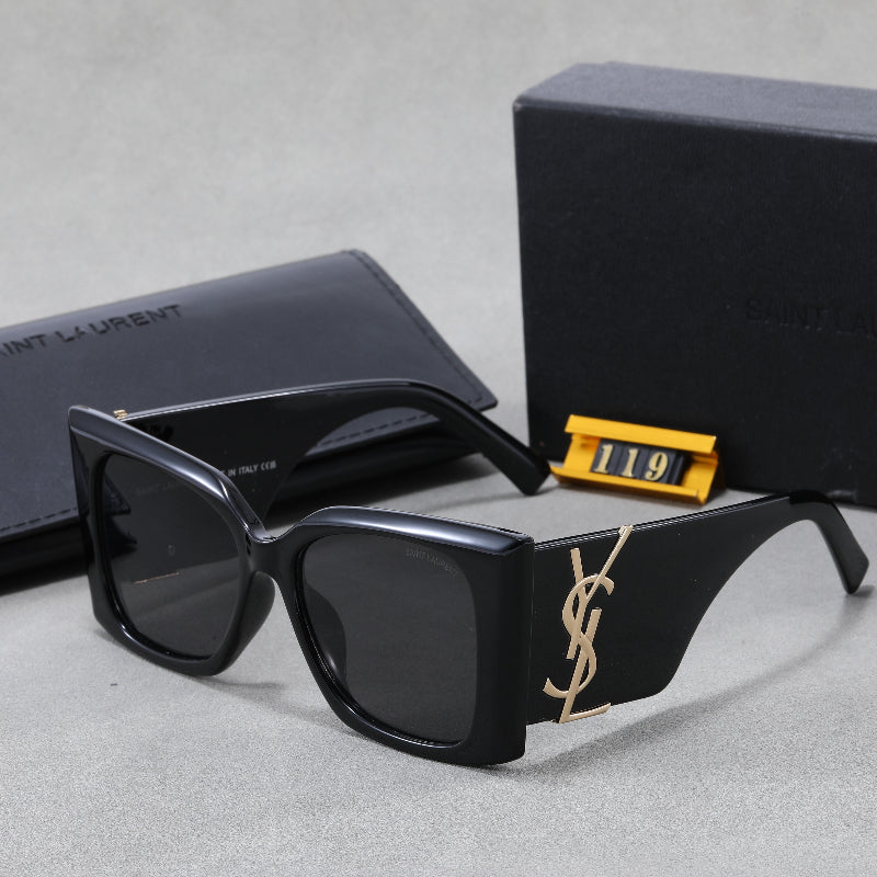Gafas de sol cuadradas estilo ojo de gato con patillas con monograma