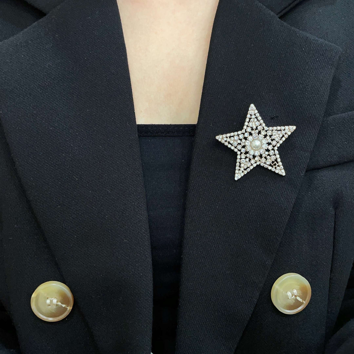 Star Brooch with Stone Accents