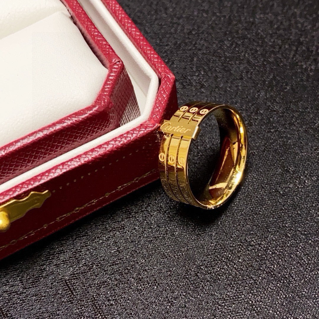Polished Triple-Band Ring with Bar Detail