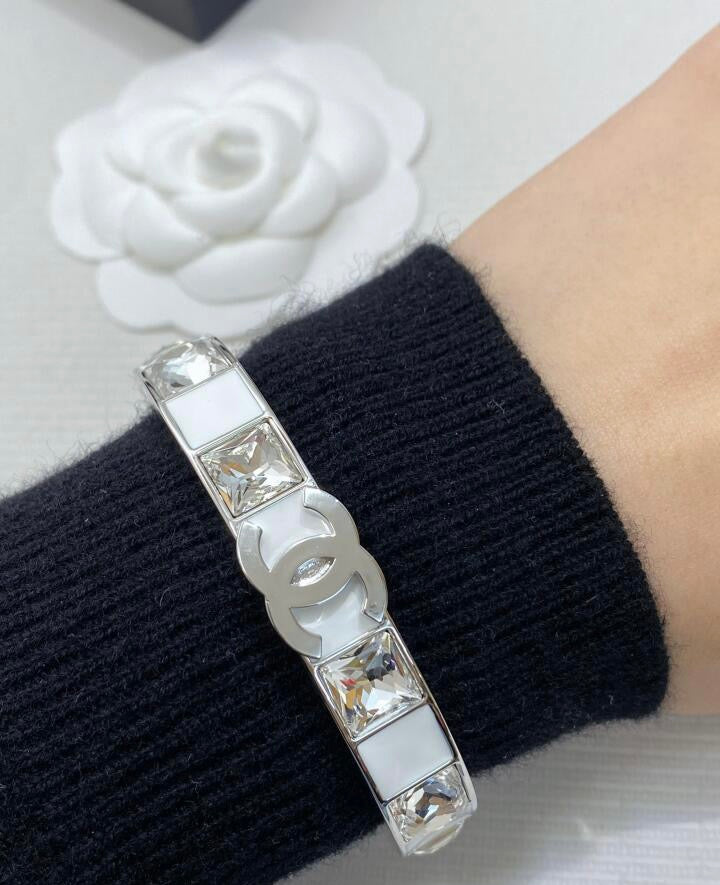 Raised Lettering Polished Cuff Bracelet