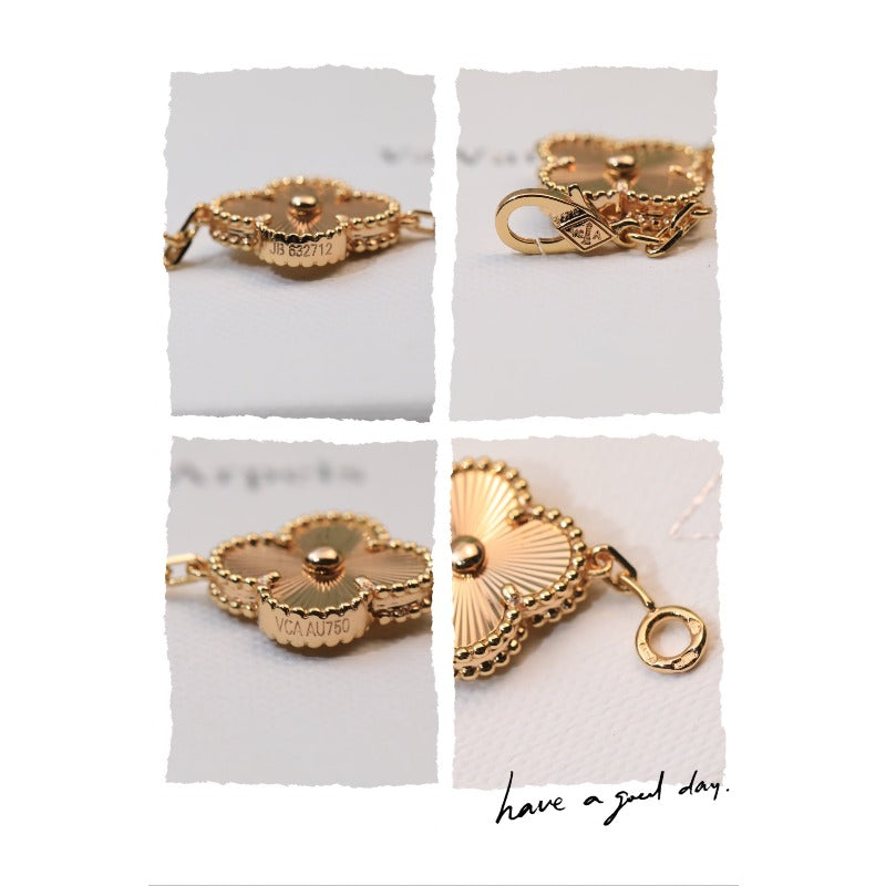 Bracelet à motif de quatre-feuilles cannelé