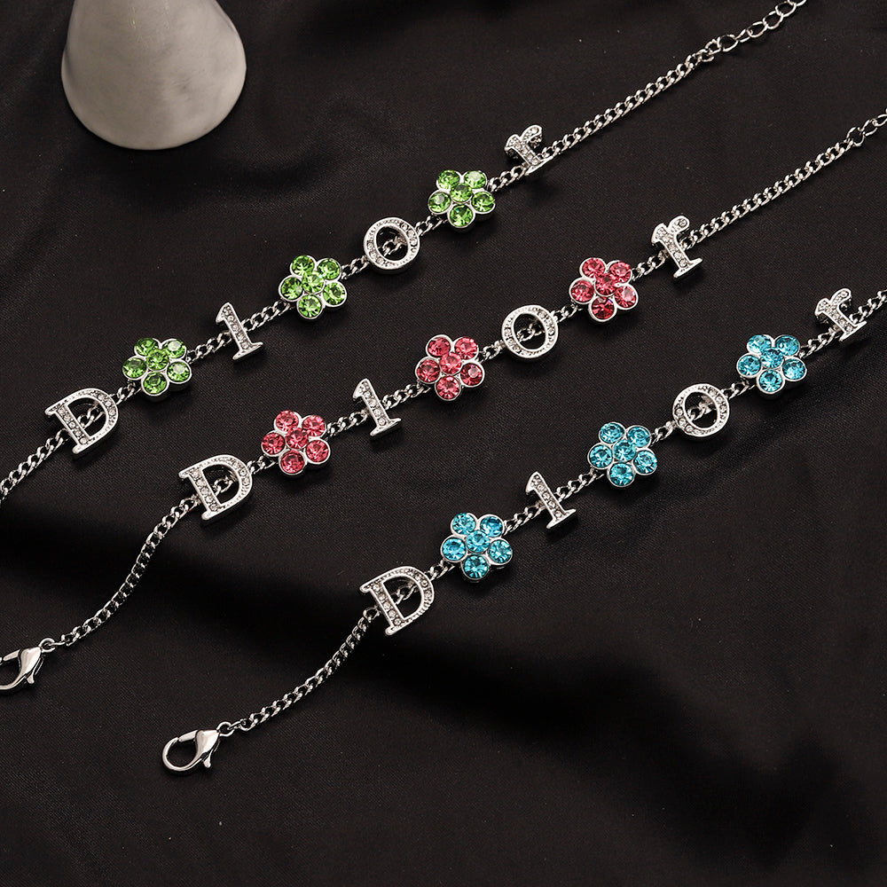 Alloy Floral Letter Earrings, Bracelet & Necklace Collection