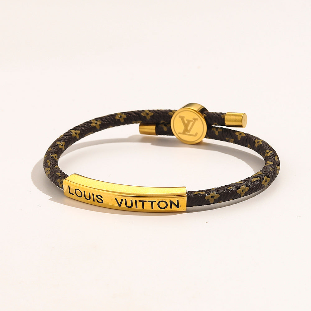 304 Stainless Steel Adjustable Monogram Cord Plate Bracelet