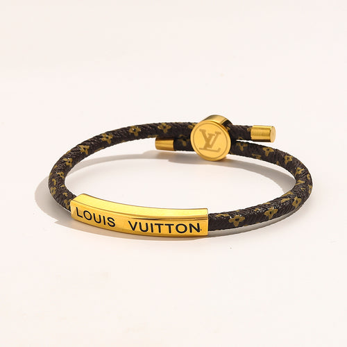 304 Stainless Steel Adjustable Monogram Cord Plate Bracelet