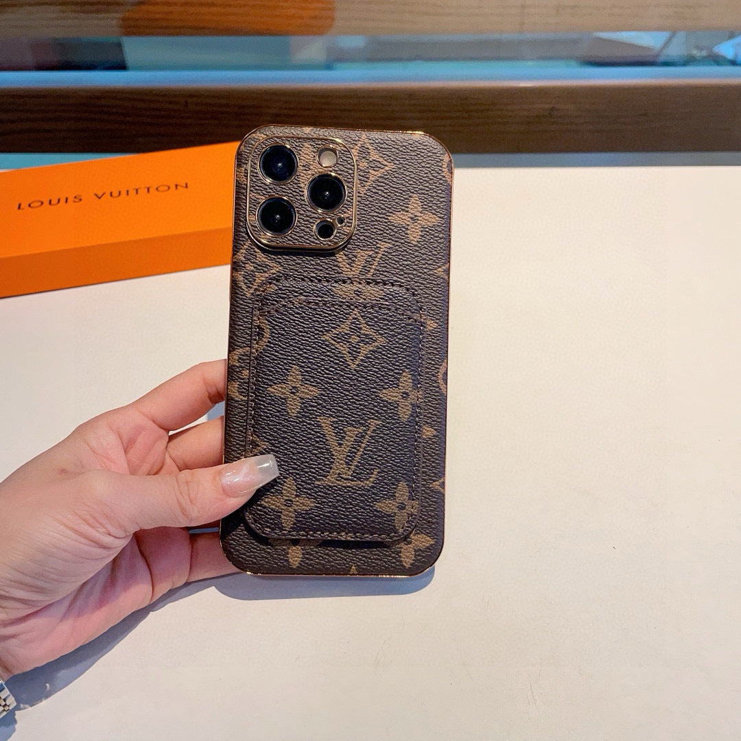 Funda para teléfono con monograma y bolsillo para tarjetas