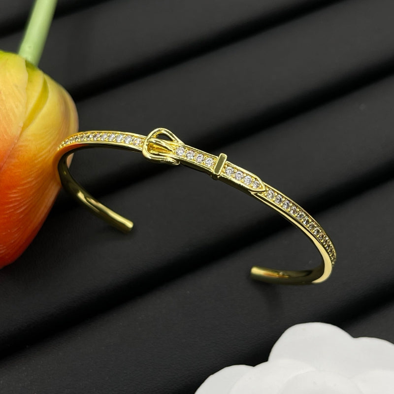 Gold-Tone Pave Buckle Cuff Bracelet