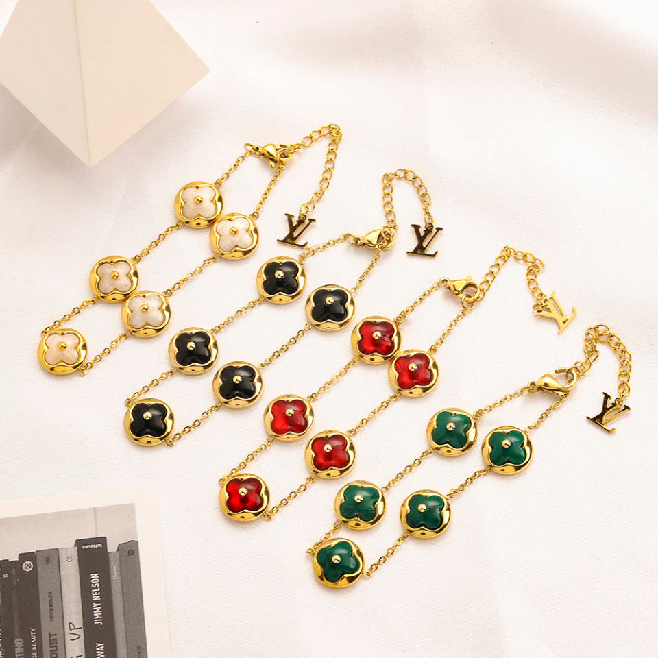 304 Stainless Steel Flower Motif Earrings, Bracelet & Necklace Collection