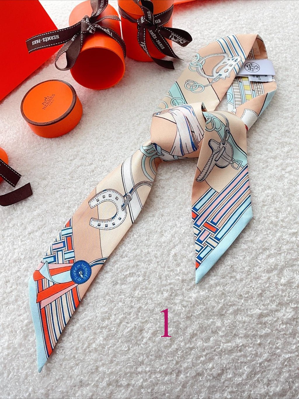 Foulard bandeau imprimé équestre - 5 x 120 cm