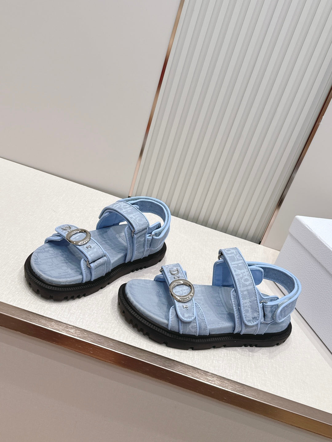 Double-Strap Platform Sandals with Ankle Strap