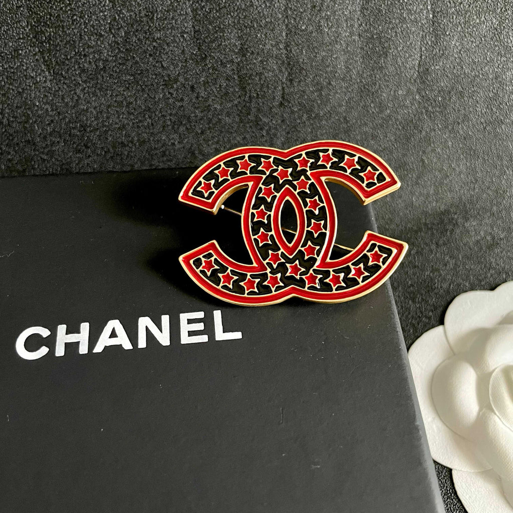 Red Outline Emblem Brooch