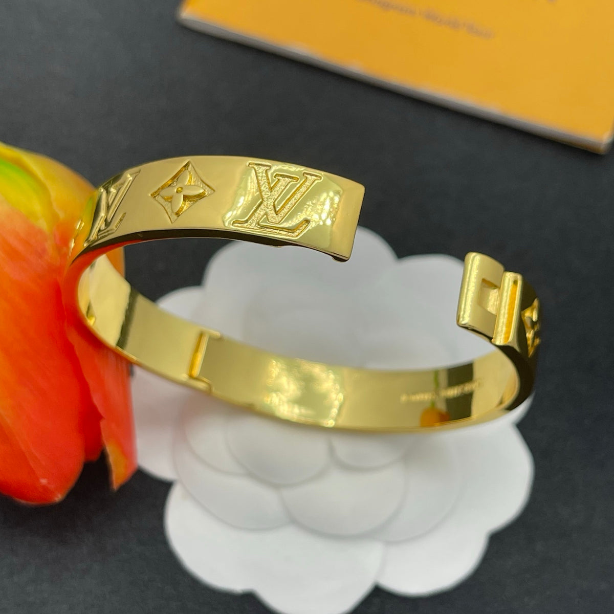 Engraved Floral Monogram Band Bracelet