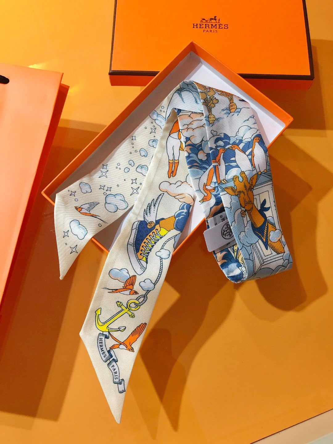 Illustrated Equestrian Ribbon Scarf - 5 x 120 cm