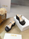 Lettered Strap Platform Sandals