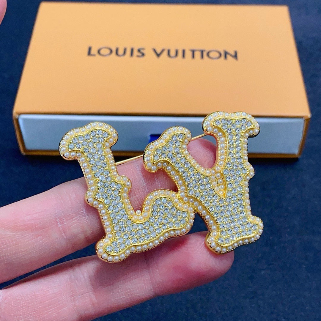 Textured Script Monogram Brooch