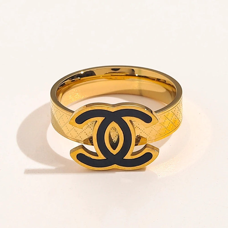 304 Stainless Steel Color-Inlay Emblem Band Ring