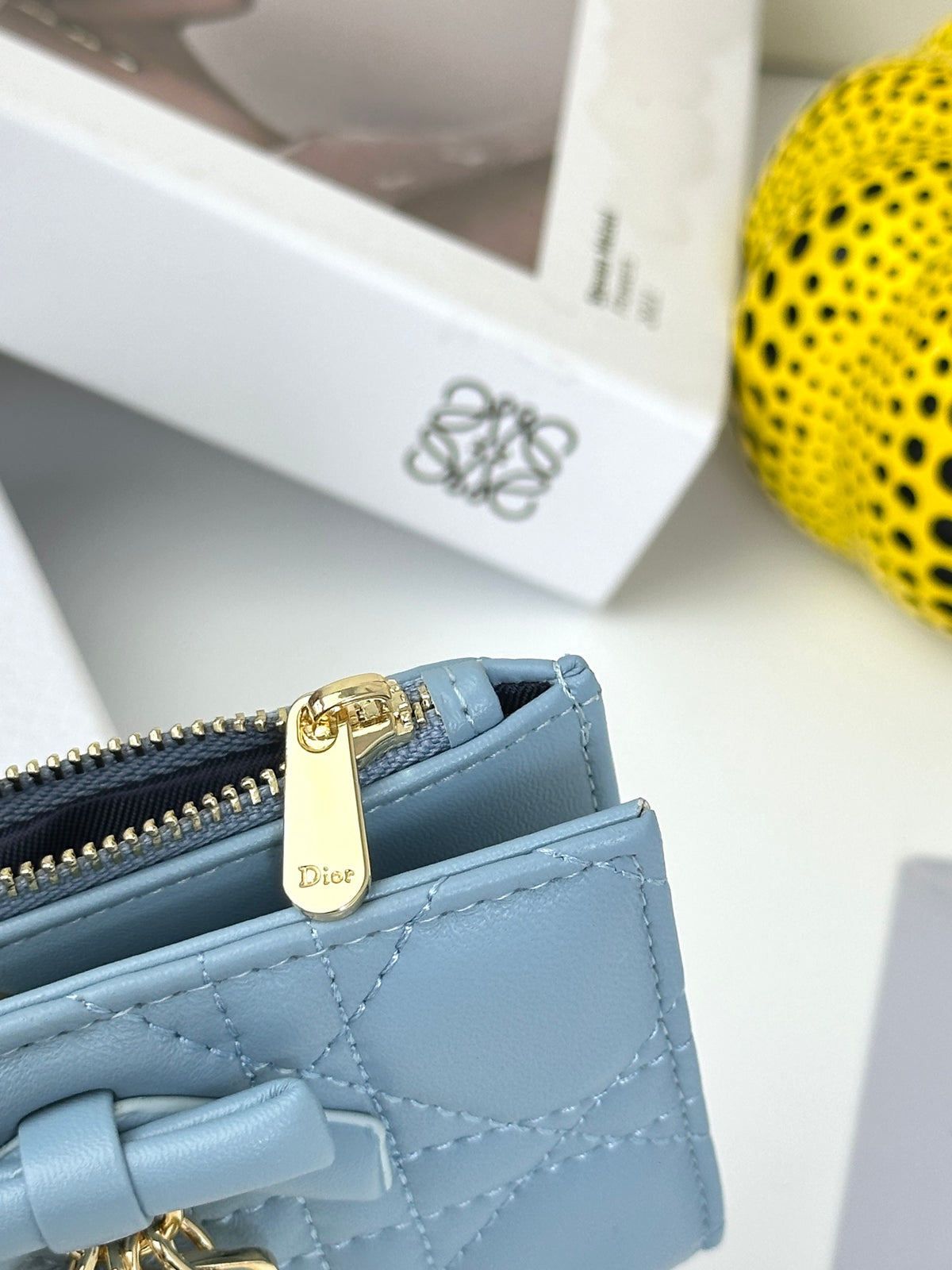 Quilted Flap Wallet with Letter Charms 015