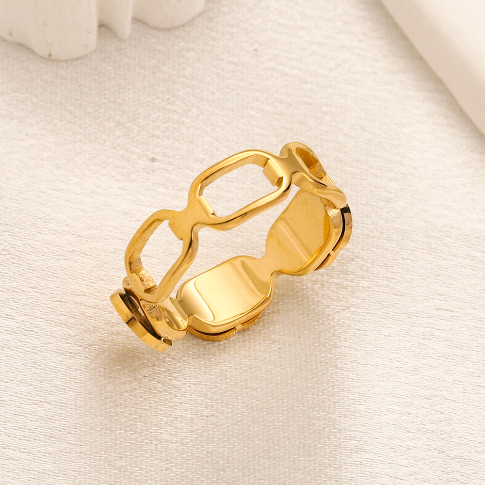 304 Stainless Steel Open-Link Emblem Ring