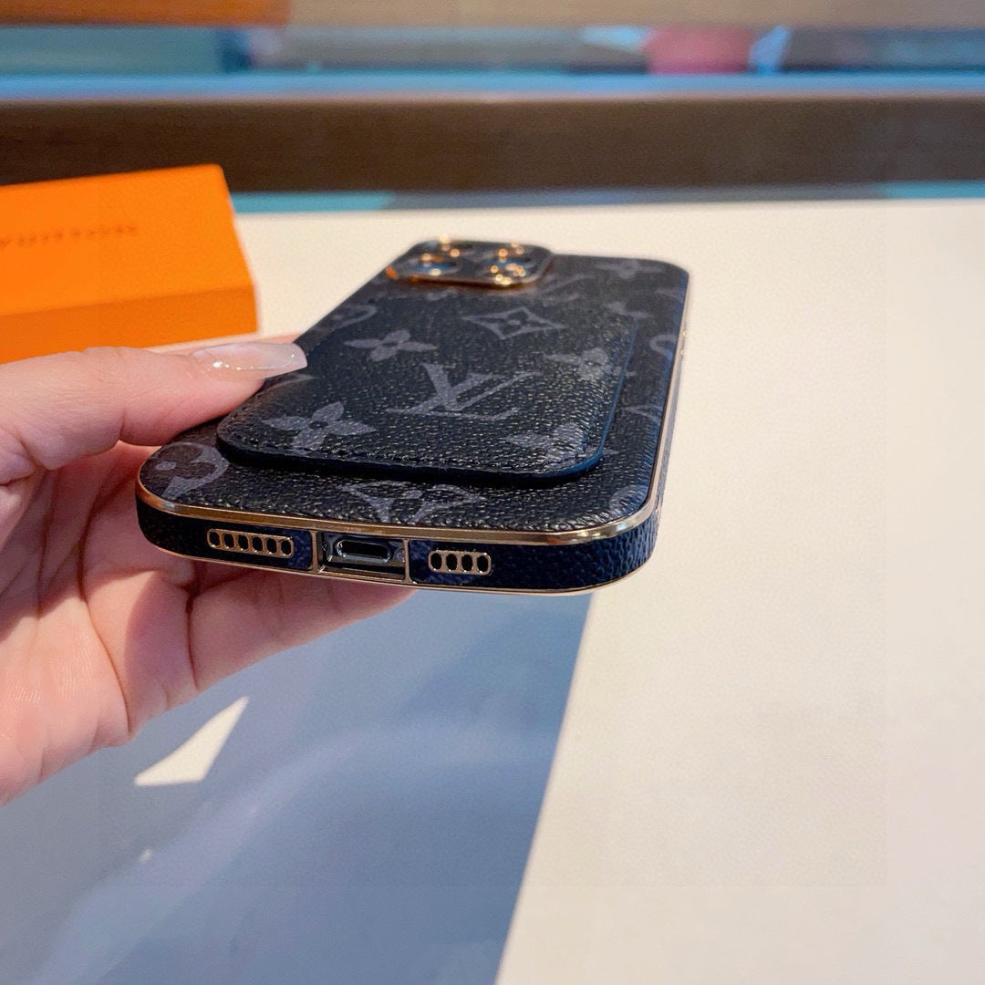 Funda para teléfono con monograma y bolsillo para tarjetas