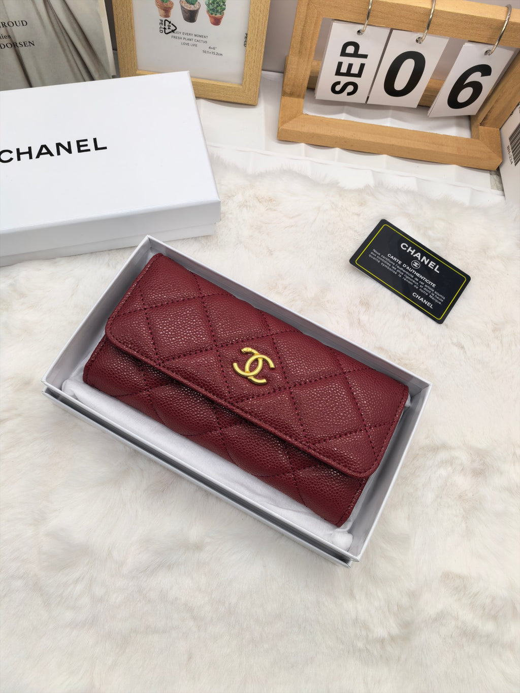Diamond Quilted Long Flap Wallet 022