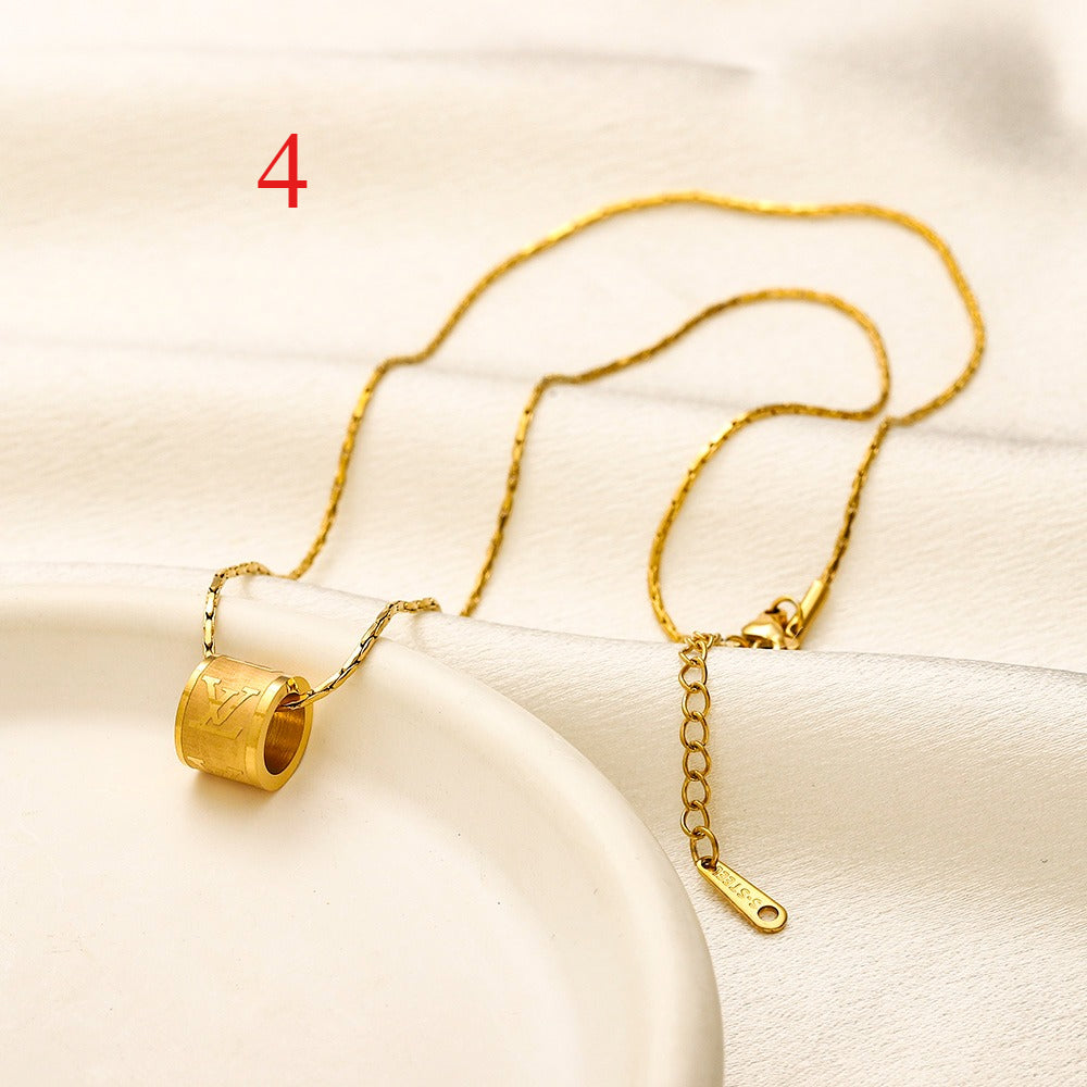 304 Stainless Steel Barrel Pendant Necklace - 4 Style Options
