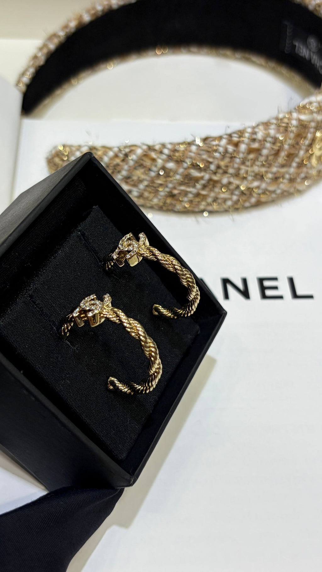 Braided Interlocking-C Hoop Earrings