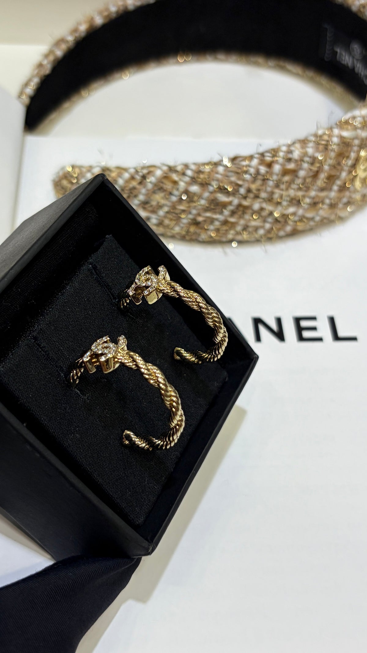 Braided Interlocking-C Hoop Earrings