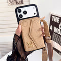 Embossed Letter Phone Case with Card Pocket and Strap