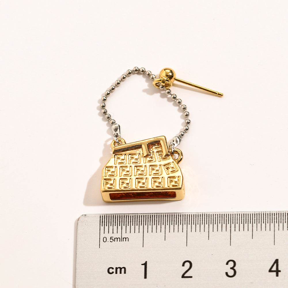 Pendientes de cadena colgante con dije de bolso de acero inoxidable 304