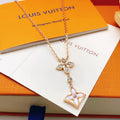 Flower & Open-Square Drop Necklace