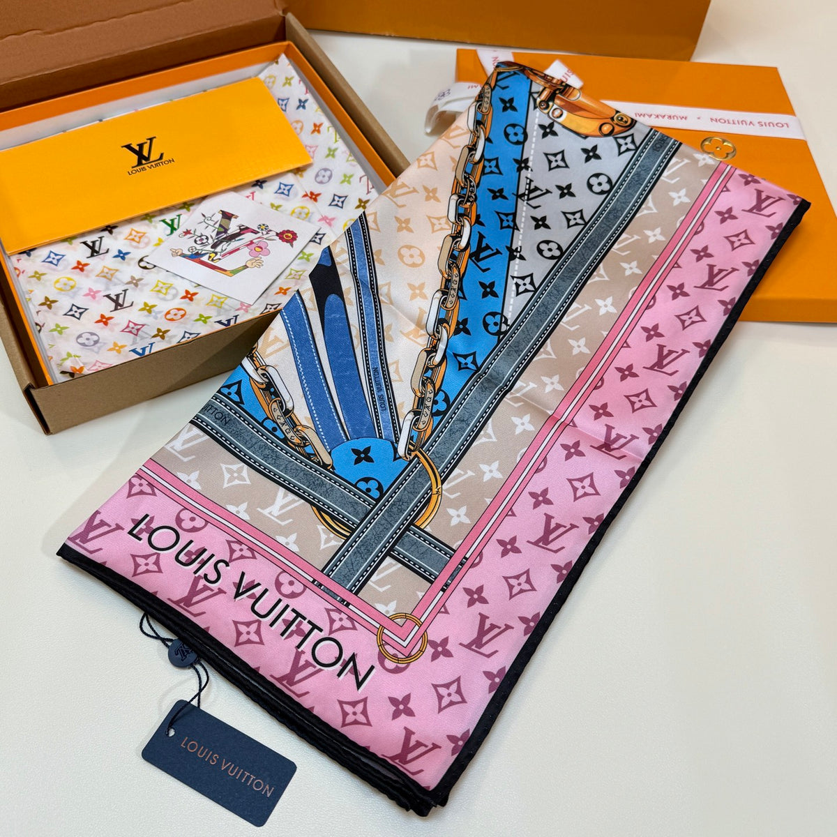 Patchwork Travel Print Square Scarf - 90 x 90 cm