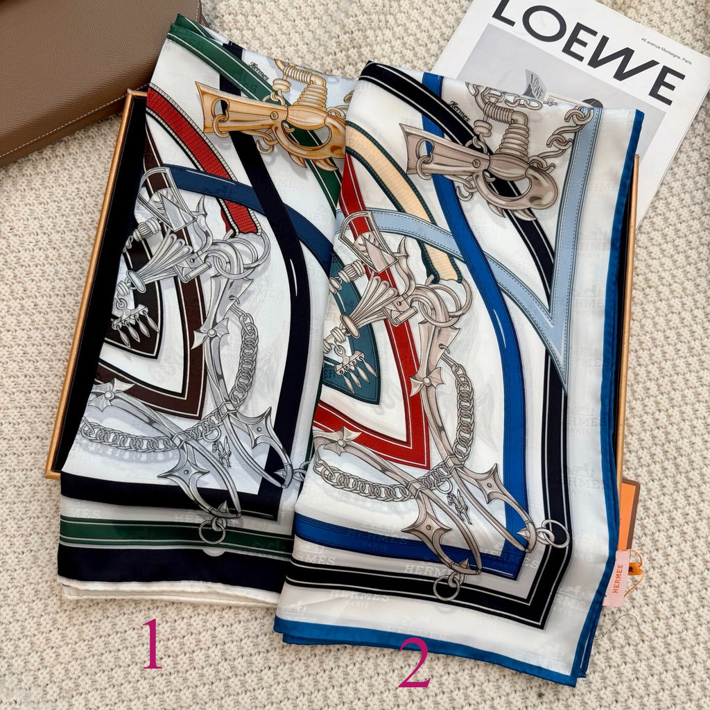 Pañuelo cuadrado con estampado de arnés ecuestre - 90 x 90 cm