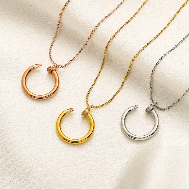 Collier pendentif à anneau ouvert en acier inoxydable 304
