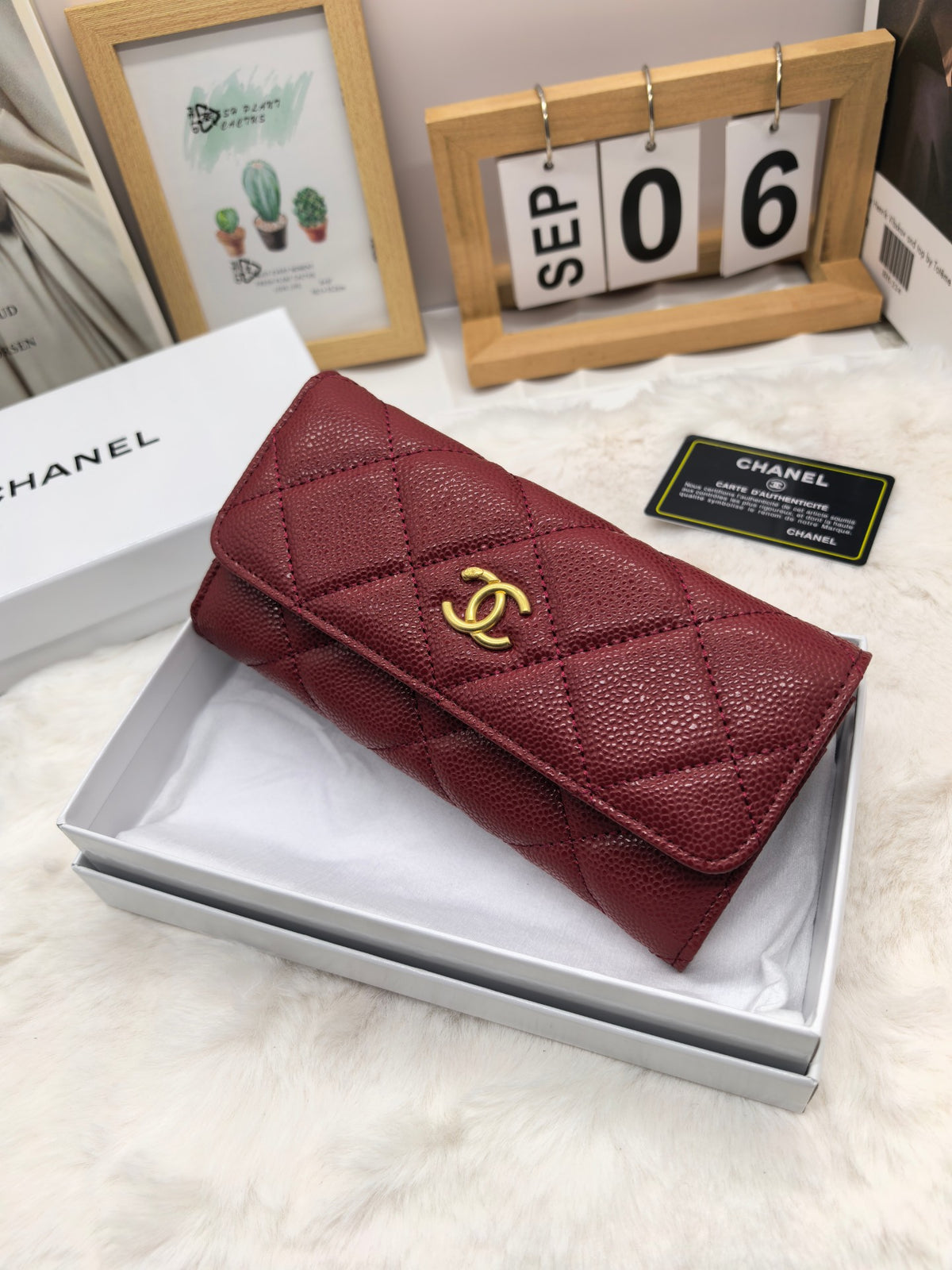 Diamond Quilted Long Flap Wallet 022