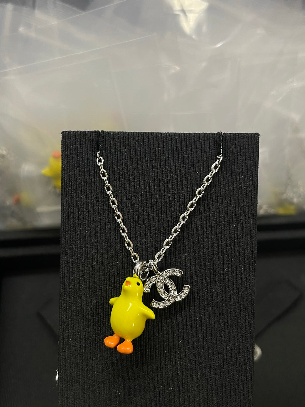 Yellow Bear & Interlocking-C Charm Necklace