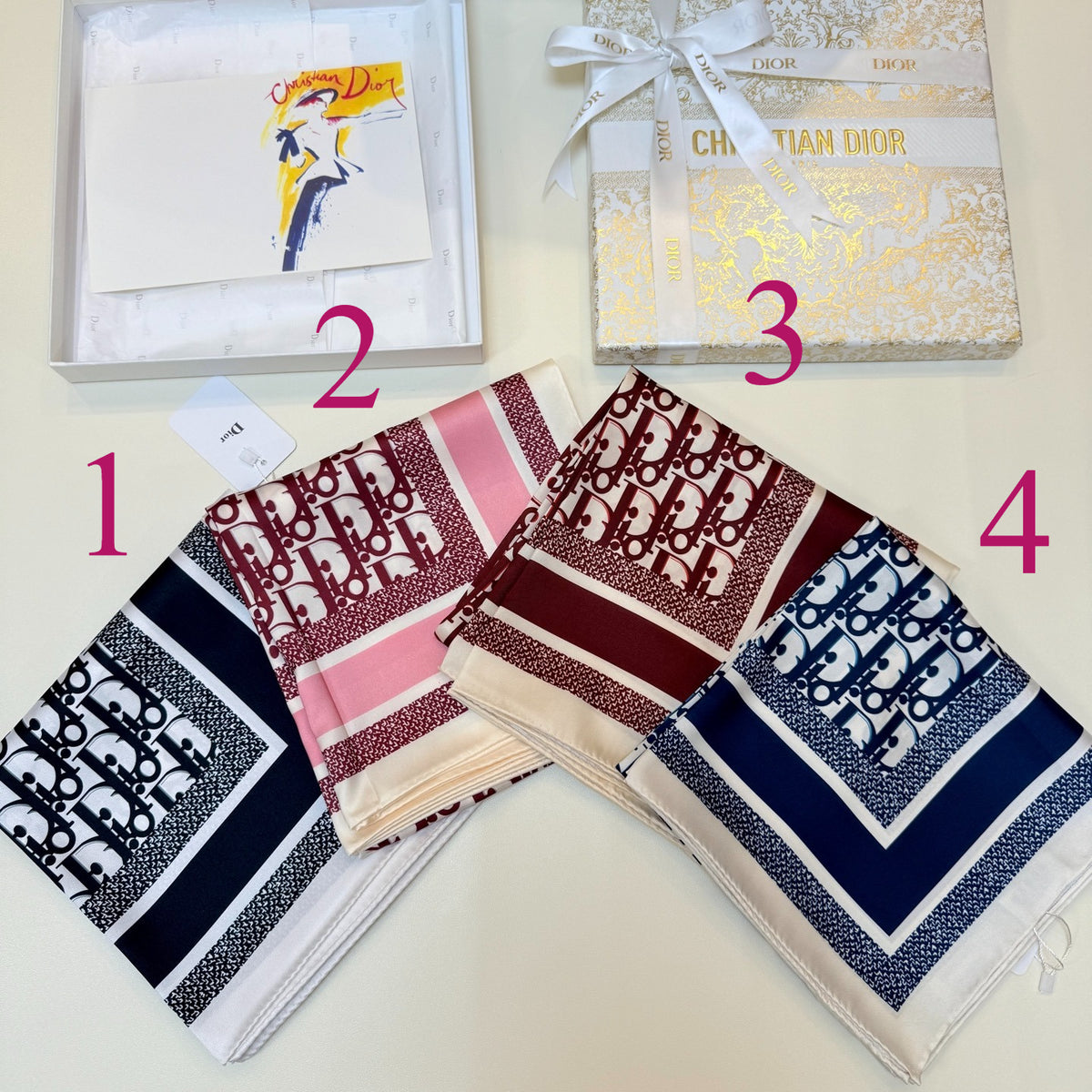 Repeating Monogram Stripe-Edge Square Scarf - 90 x 90 cm