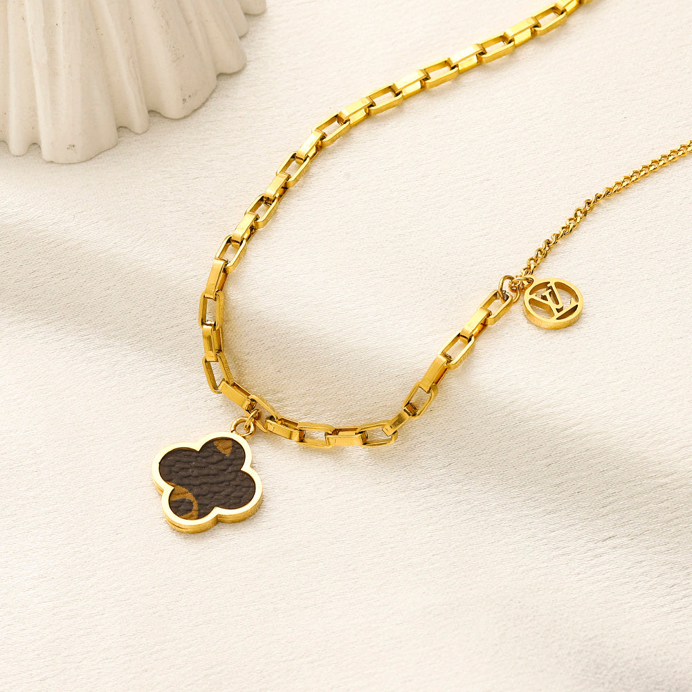 304 Stainless Steel Black Flower Pendant Bracelet & Necklace - Individual or Set