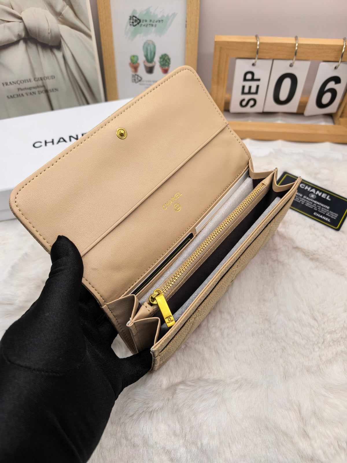 Diamond Quilted Long Flap Wallet 022