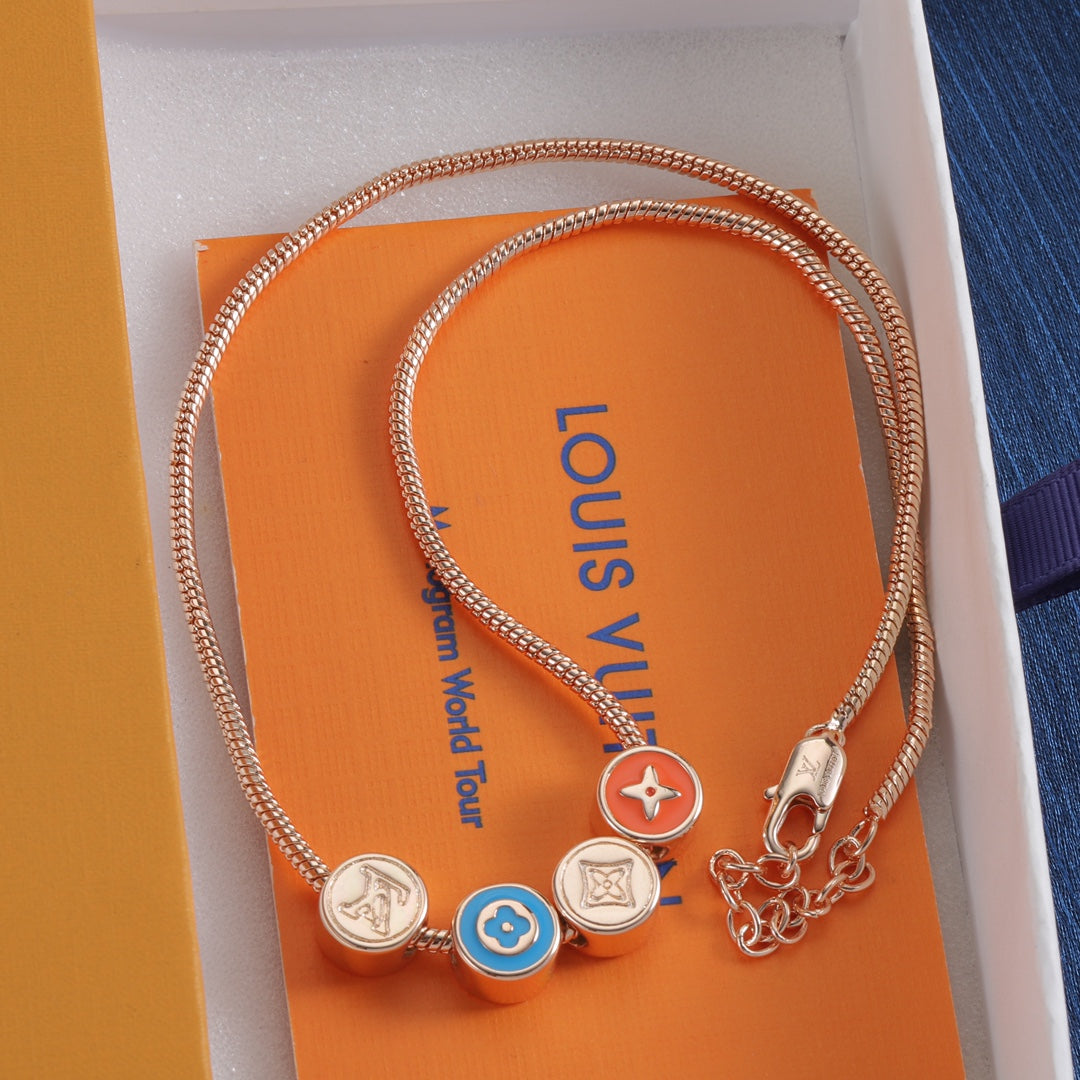 Multicolor Round Monogram Necklace