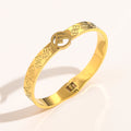 304 Stainless Steel Textured Round-Clasp Bangle Bracelet