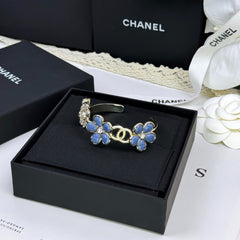 Blue Flower Interlocking-C Cuff Bracelet