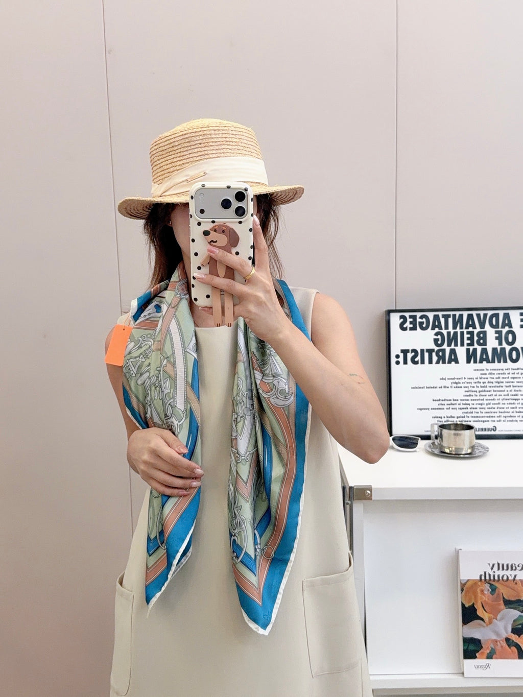 Belt & Buckle Print Square Scarf - 90 x 90 cm