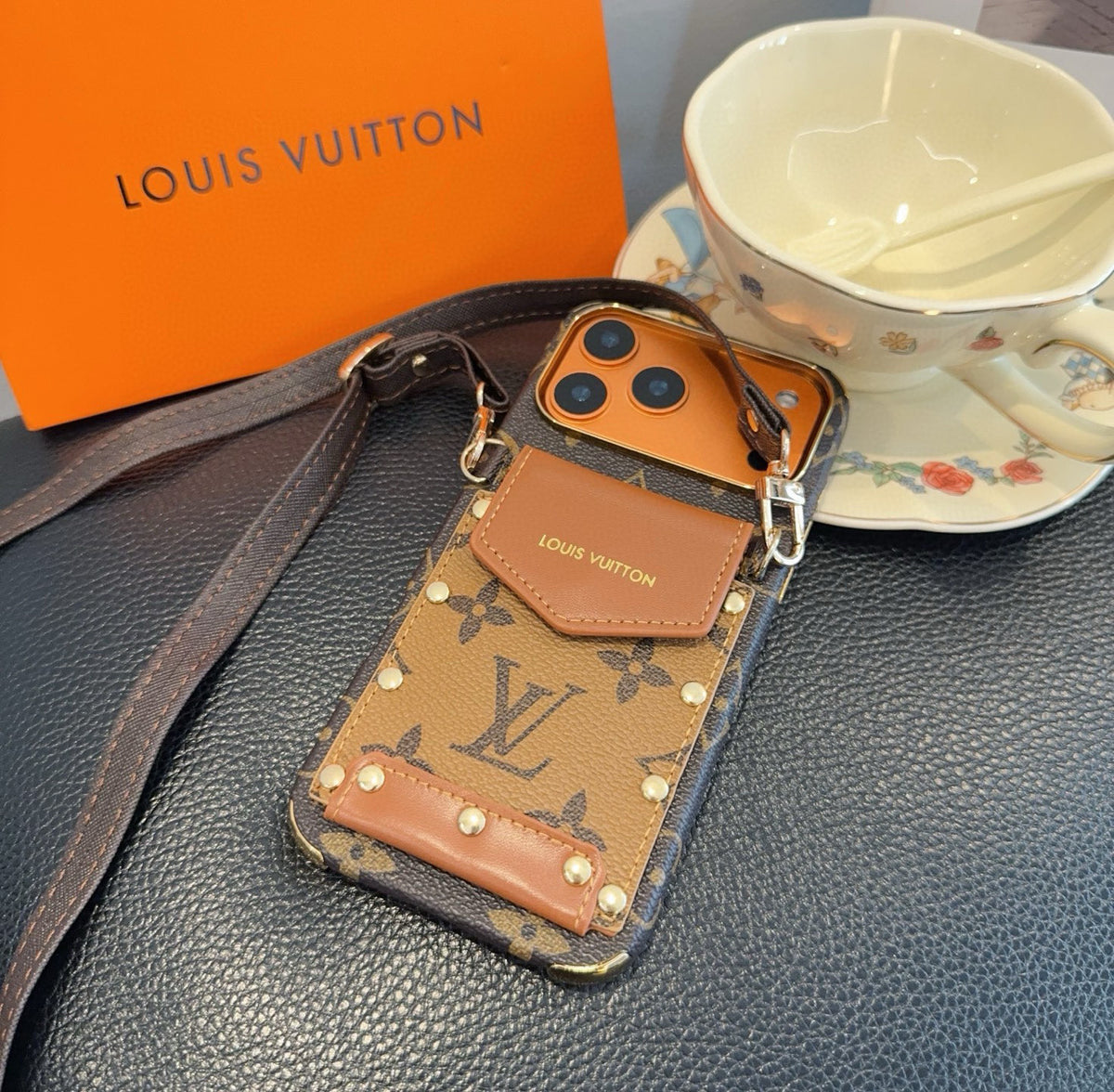 Monogram Flap Pocket Phone Case with Strap