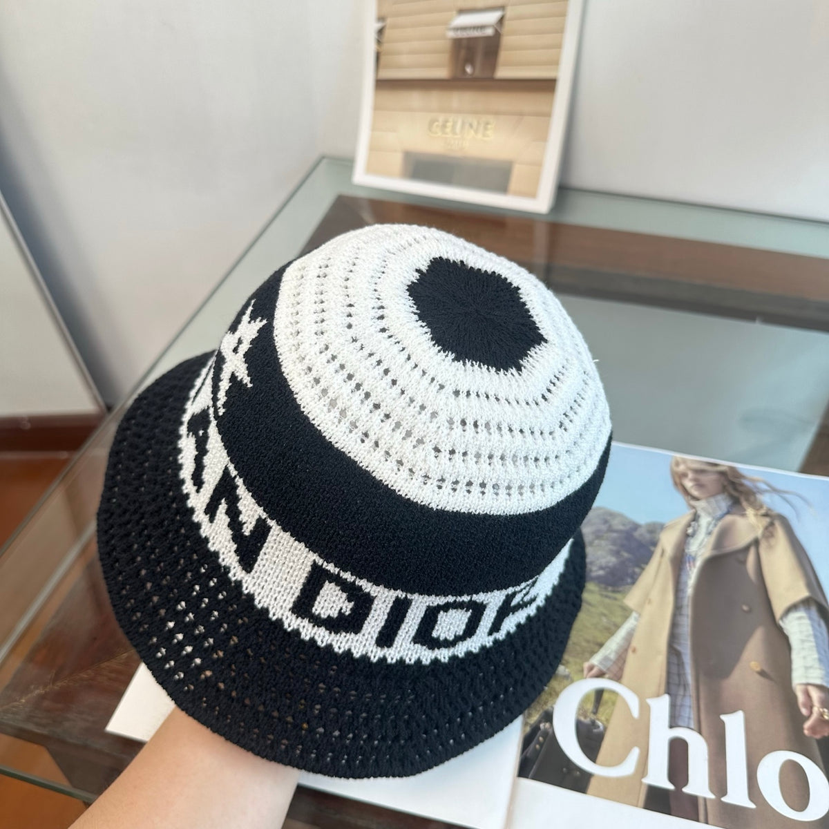 Crochet Bucket Hat with Star and Lettering