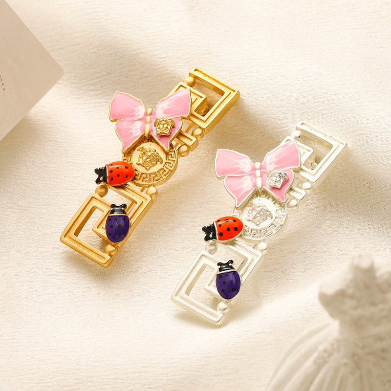 Bow & Colorful Charm Bar Brooch