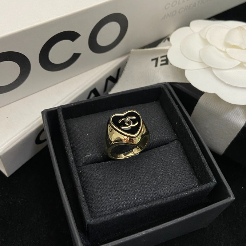 Black-Inlay Emblem Signet Ring