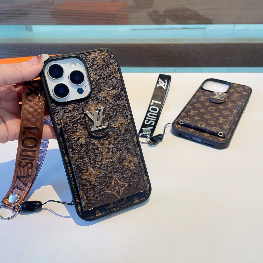 Monogram Phone Case with Strap and Card Pocket