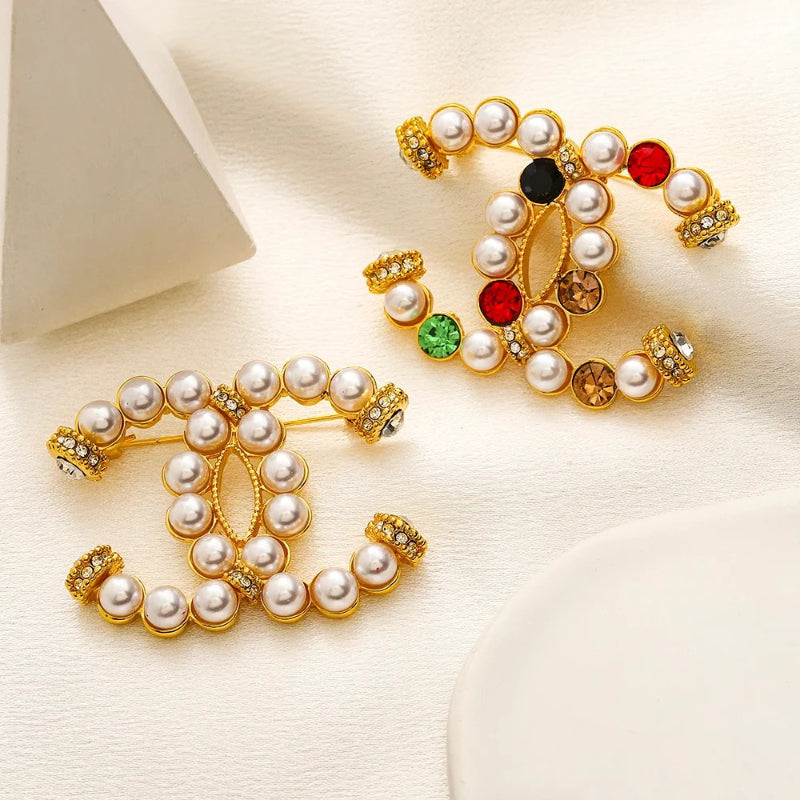 Alloy Steel Bead & Color Accent Emblem Brooch