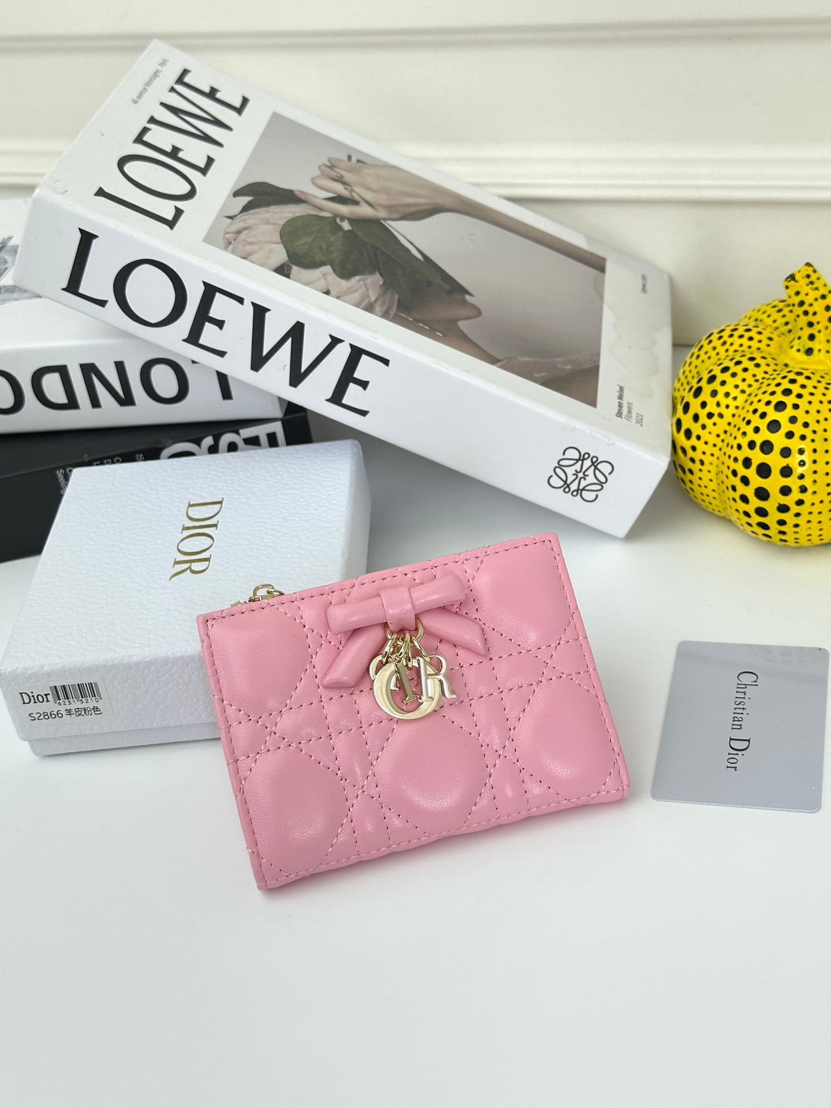 Quilted Flap Wallet with Letter Charms 015